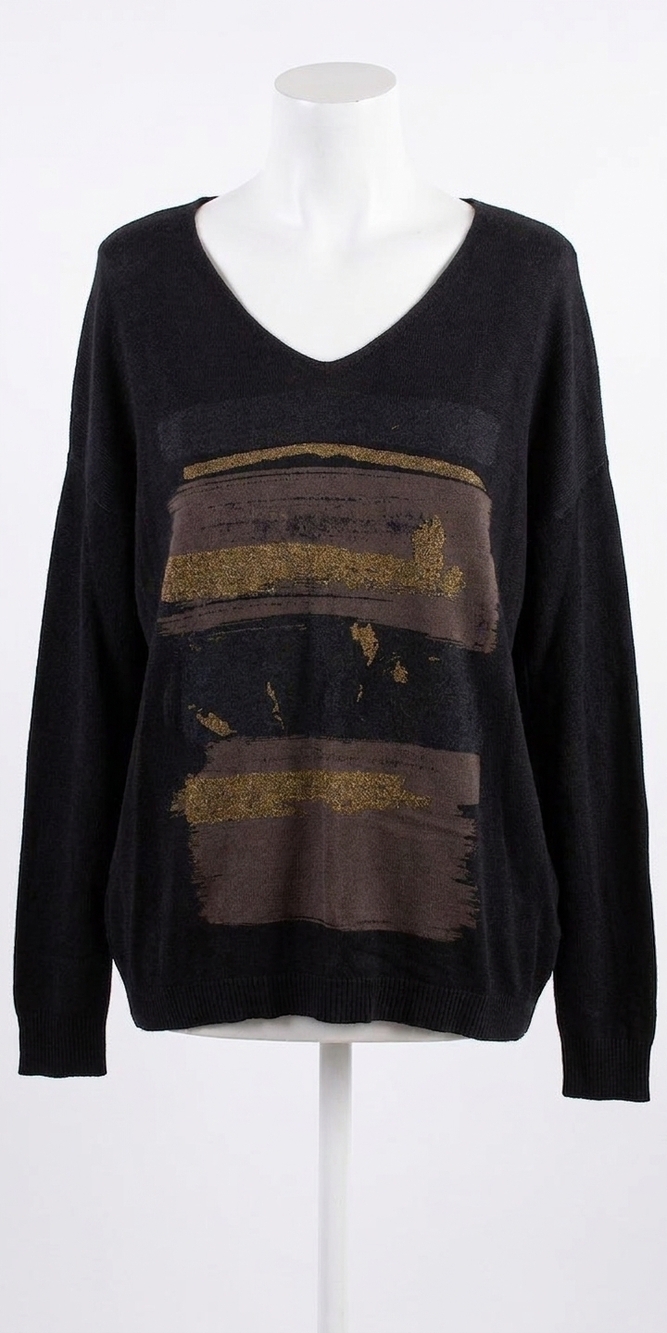 NEW GIGI MODA maya sweater with brush strokes in black